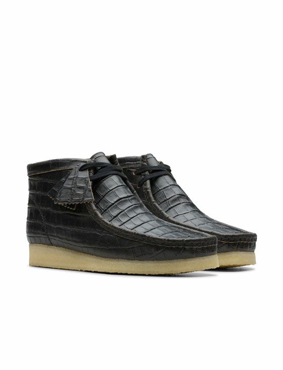 CLARKS/クラークス/Wallabee Boot Black Crocodile/BLACK/ブラック