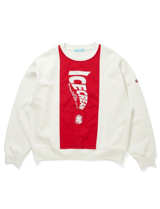 ICECREAM/アイスクリーム/SWITCHING COTTON SWEATSHIRT/WHITE/ホワイト