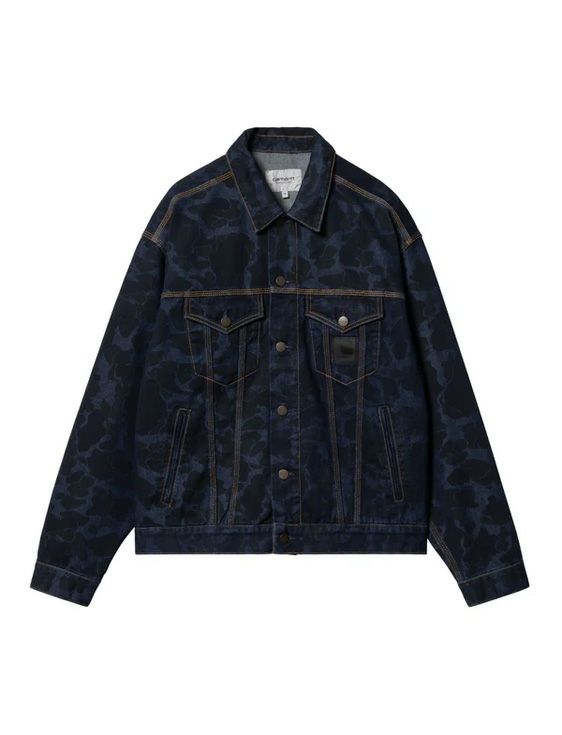 Carhartt WIP/カーハート　ダブリューアイピー/DUCK HELSTON JACKET Camo Duck, Blue, stone washed/INDIGO/インディゴ