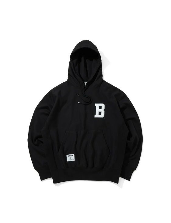 BILLIONAIRE BOYS CLUB/ビリオネア・ボーイズ・クラブ/CHENILLE LOGO COTTON HOODIE B/BLACK/ブラック