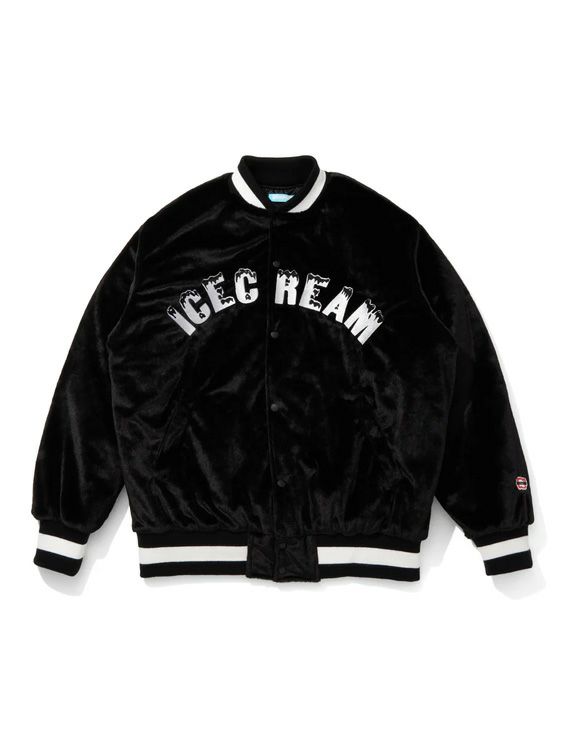 ICECREAM/アイスクリーム/FUR VARSITY JACKET/BLACK/ブラック