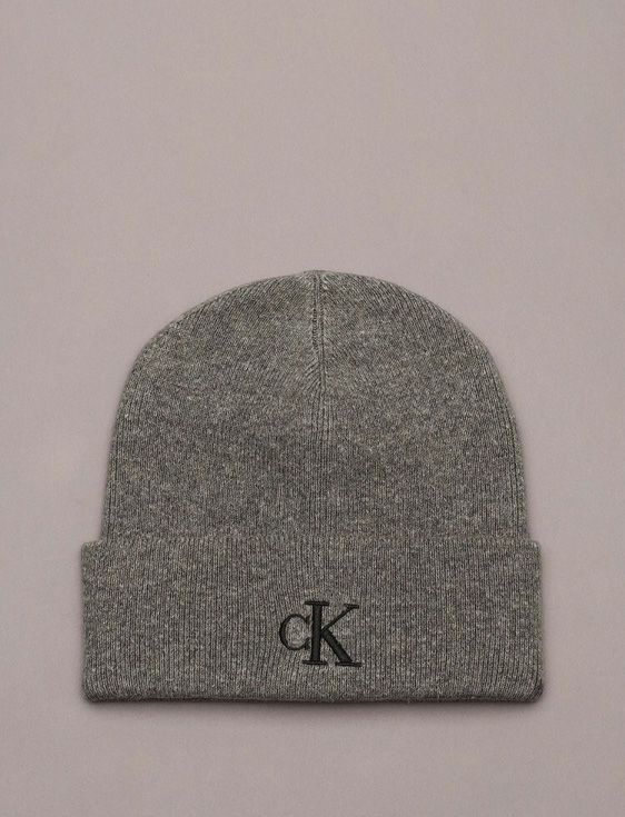 CalvinKlein/カルバンクライン/MONOGRAM CUFF BEANIES/GRAY/グレー