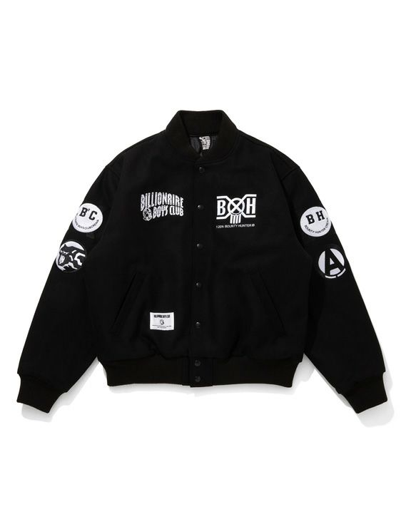 BILLIONAIRE BOYS CLUB/ビリオネア・ボーイズ・クラブ/BBC x BOUNTY HUNTER MELTON VARSITY JACKET/BLACK/ブラック