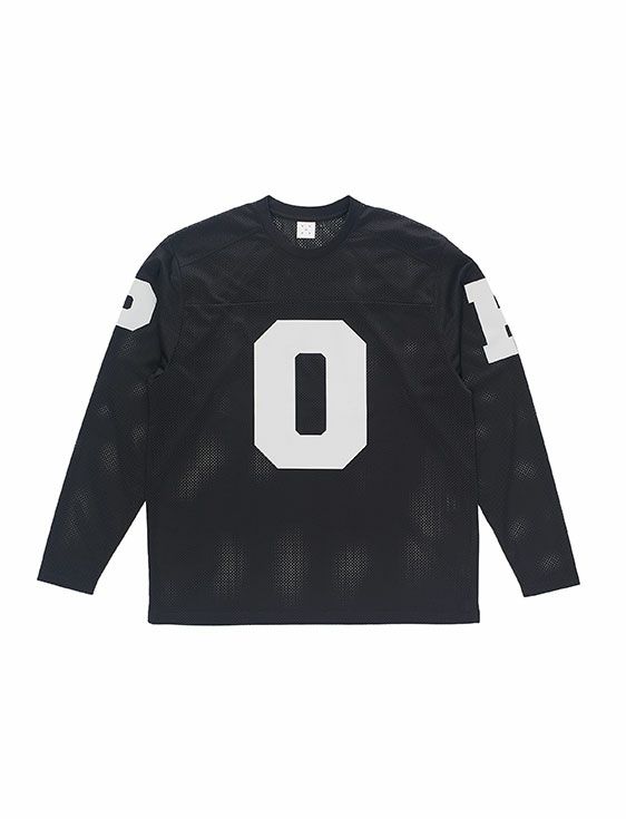 POP TRADING COMPANY/ポップトレーディングカンパニー/MESH FOOTBALL LONGSLEEVE IN BLACK/BLACK/ブラック