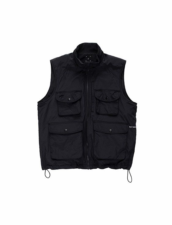 POP TRADING COMPANY/ポップトレーディングカンパニー/REVERSIBLE SAFARI VEST IN ANTHRACITE/BLACK/ブラック