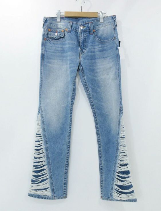 TRUE RELIGION/トゥルーレリジョン/SLIM FLARE SN DESTROYED SS 1/2/INDIGO/インディゴ