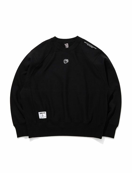 BILLIONAIRE BOYS CLUB/ビリオネア・ボーイズ・クラブ/EMBROIDERED LOGO GUSSET COTTON SWEATSHIRT/BLACK