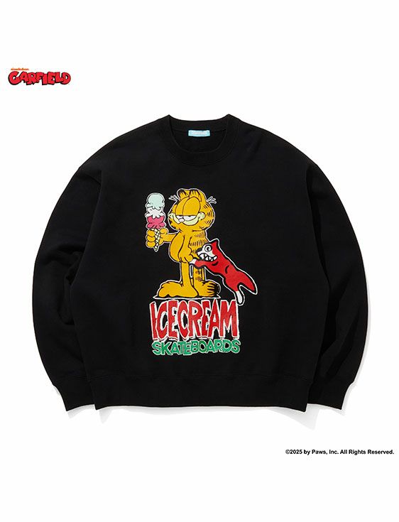 ICECREAM/アイスクリーム/ICECREAM x GARFIELD COTTON SWEATSHIRT/BLACK/ブラック