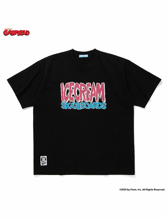 ICECREAM/アイスクリーム/ICECREAM x GARFIELD COTTON T-SHIRT SKATEBOARDS/BLACK/ブラック
