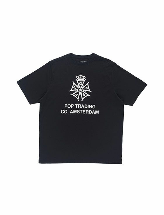 POP TRADING COMPANY/ポップトレーディングカンパニー/FOUR DAYS T-SHIRT IN BLACK/BLACK/ブラック