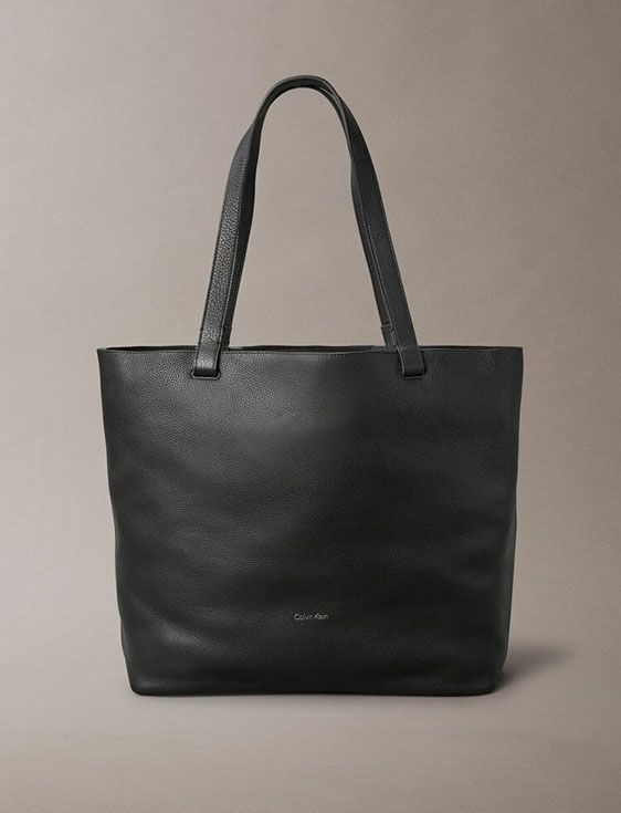 CalvinKlein/カルバンクライン/DOCUMENT LEATHER TOTE BAG/BLACK/ブラック