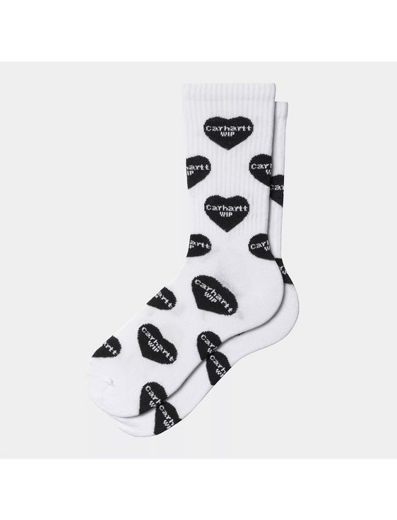 Carhartt WIP/カーハート　ダブリューアイピー/HEART LOGO SOCKS Heart Logo Jacquard, White/ホワイト