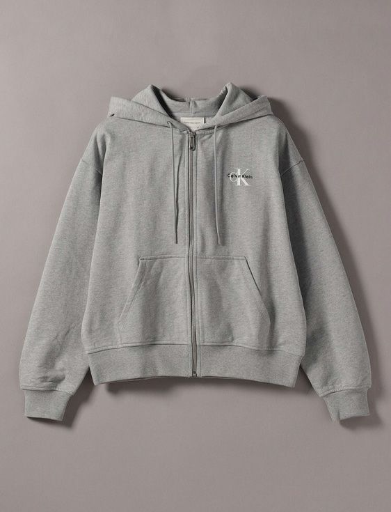 CalvinKlein/カルバンクライン/MONOLOGO FRENCH TERRY FZ BF HOOD/GRAY/グレー