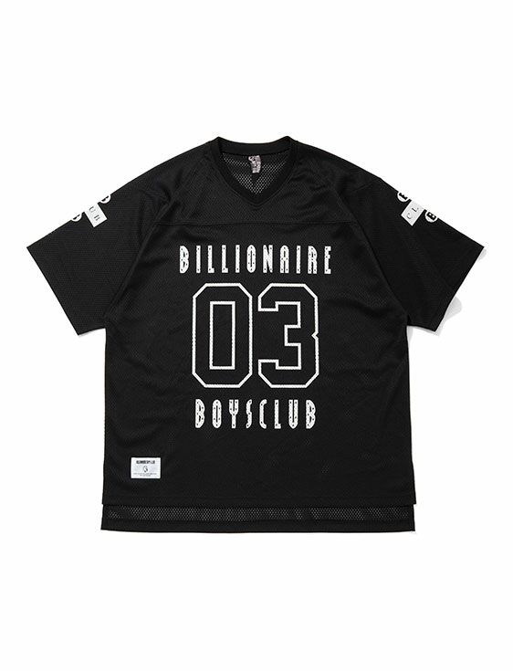 BILLIONAIRE BOYS CLUB/ビリオネア・ボーイズ・クラブ/MESH FOOTBALL T-SHIRT/BLACK/ブラック