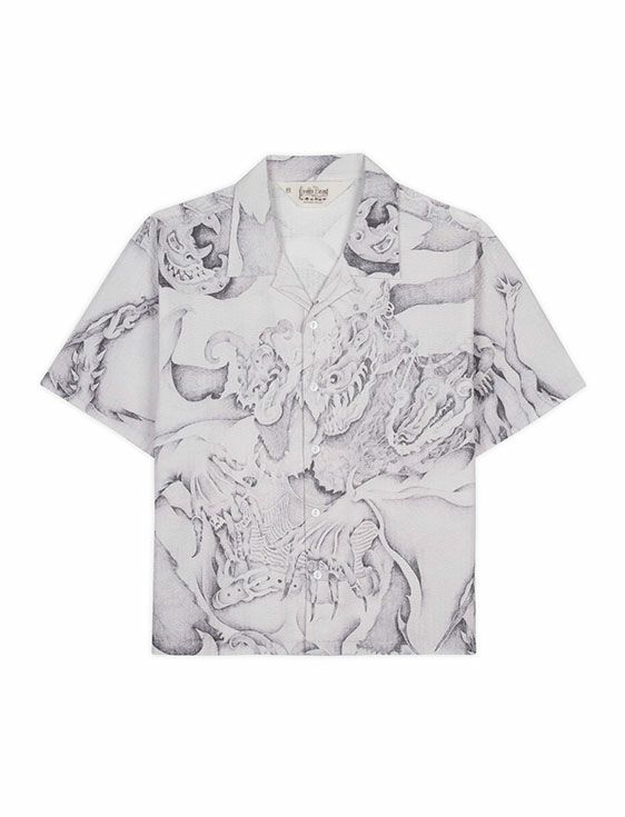 BRAINDEAD/ブレインデッド/DRAGONSPEAKER SEERSUCKER SHORT SLEEVE BUTTON UP/GRAY/グレー