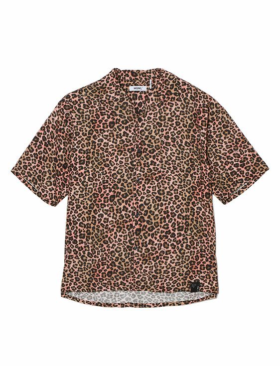 MSML/エムエスエムエル/LEOPARD OPEN COLLAR SHORT SLEEVE SHIRTS/PINK/ピンク