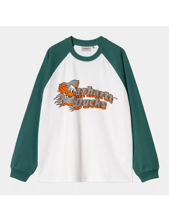 Carhartt WIP/カーハートダブリューアイピー/ L/S FLAMING DUCKS BASEBALL T-SHIRT/WHITE/ホワイト