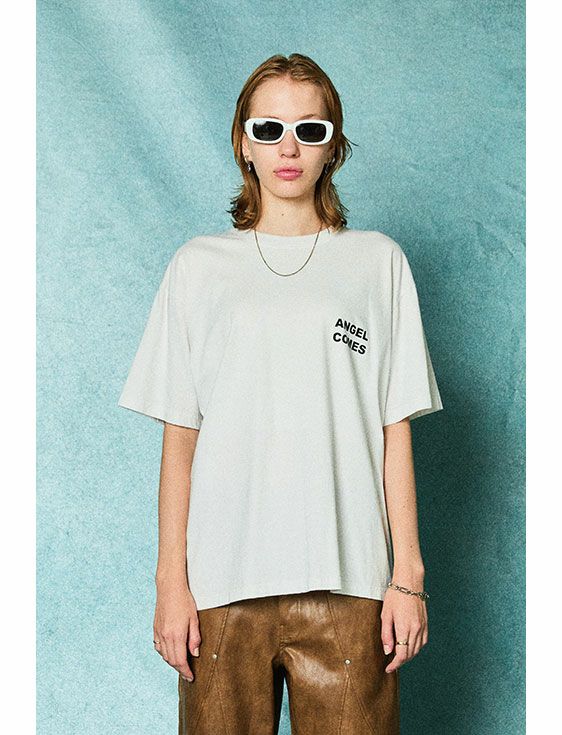 TAUPE/トープ/ANGEL COMES PIGMENT TEE/WHITE/ホワイト