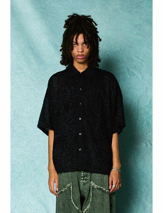 TAUPE/トープ/HAIRY CUT JQ S/S SHIRTS/BLACK/ブラック