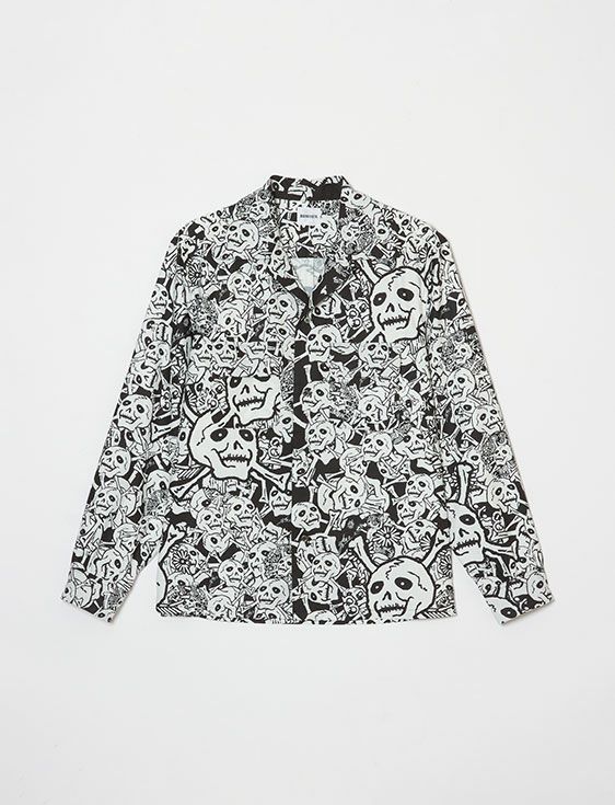 BUENA VISTA/ブエナビスタ/【横尾忠則 × BUENA VISTA】雑踏髑髏 L/S shirts/BLACK/ブラック
