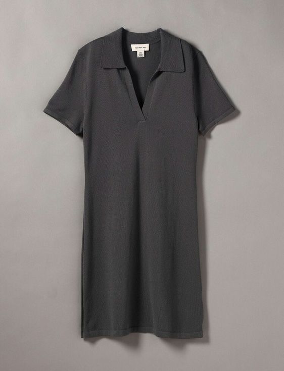 CalvinKlein/カルバンクライン/LIQUID SHINE SS J/COL MINI DRESS/GRAY/グレー