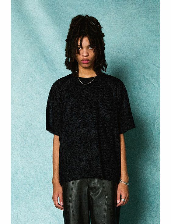 TAUPE/トープ/HAIRY CUT JQ S/S LOOSE TEE/BLACK/ブラック