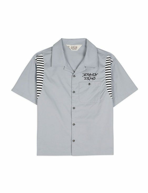 BRAINDEAD/ブレインデッド/COBRA FLOCKED BOWLING SHIRT/STONE/ストーン