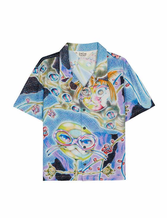 BRAINDEAD/ブレインデッド/ASPEN EYES SHORT SLEEVE BUTTON UP SHIRT/BLUE/ブルー