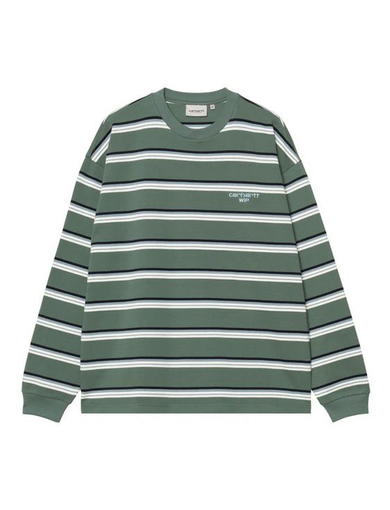 Carhartt WIP/カーハートダブリューアイピー/L/S HOLM T-SHIRT H Stripe,Silver Pine/Green/グリーン