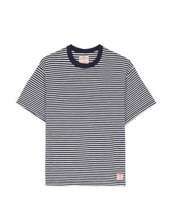 BRAINDEAD/ブレインデッド/BROOKS BROTHERS CALIFORNIA LOOSE KNIT STRIPED TEE/NAVY/ネイビー