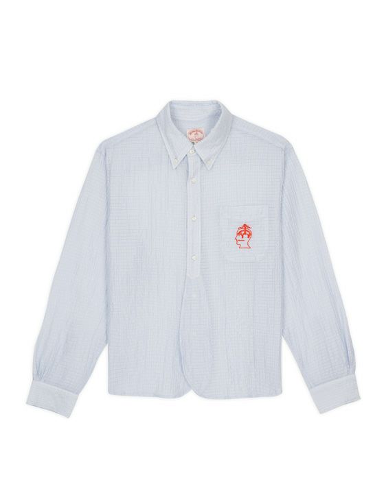BRAINDEAD/ブレインデッド/BROOKSBROTHERS HALF PLACKET OXFORD BUTTON UP SHIRT/ICE/アイス