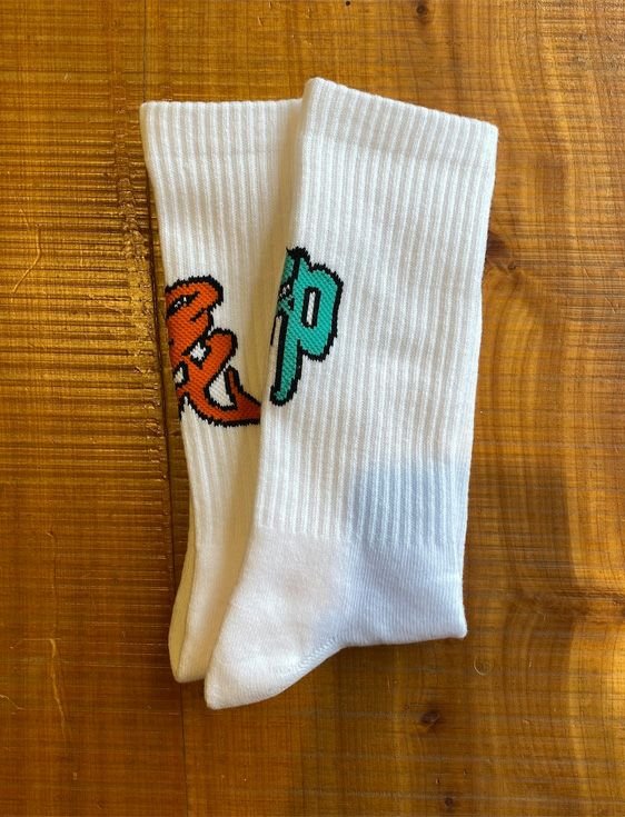 KARYU/花柳/カリュウ/花柳 KARYU FLAME & WAVE SOCKS 花柳/WIHTE/ホワイト